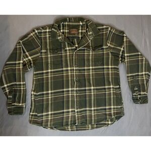 Orvis Flannel Shirt Jacket XXL Green Heavyweight Button Up Cozy Outdoors